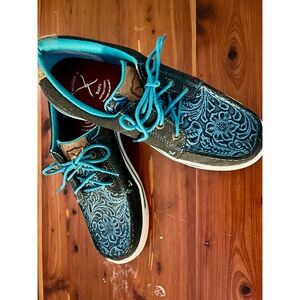 Twisted X Blue and Black Floral Loafers